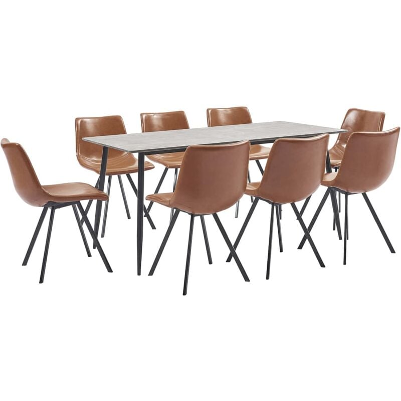 

Juego de comedor 9 piezas cuero sintético color coñac