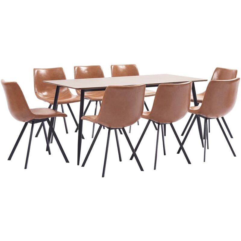 

Juego de comedor 9 piezas cuero sintético color coñac