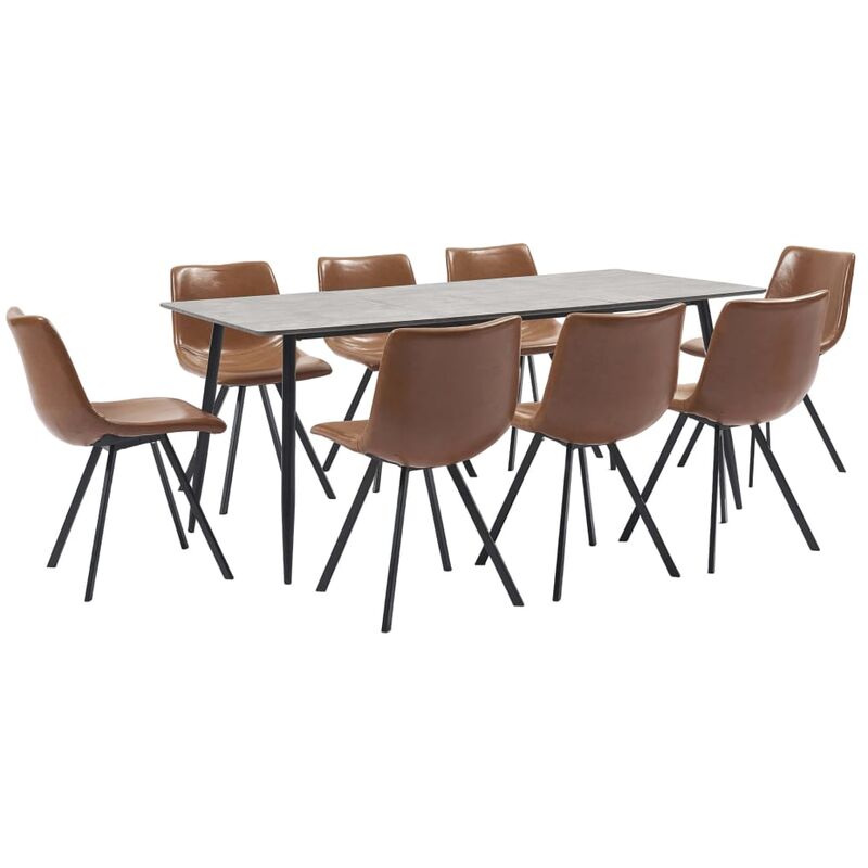 

Juego de comedor 9 piezas cuero sintético color coñac