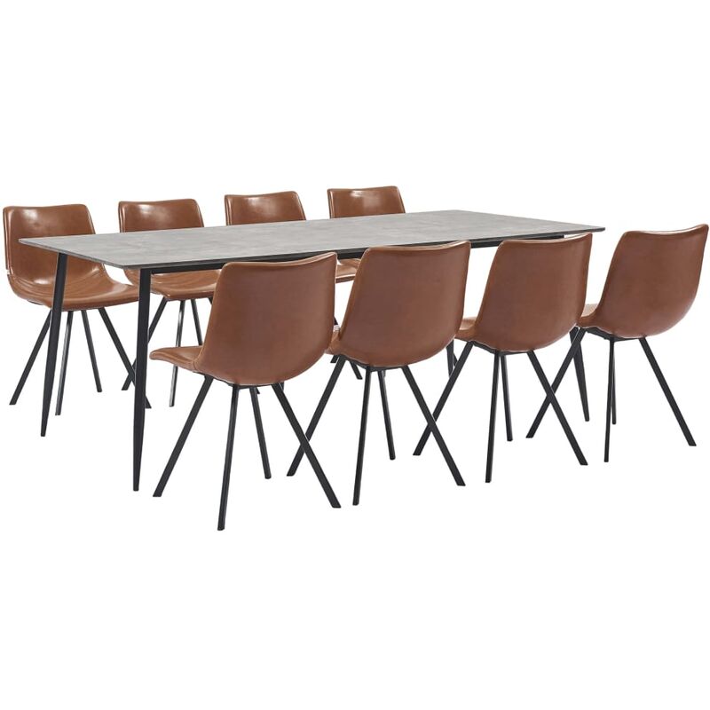 

Juego de comedor 9 piezas cuero sintético color coñac