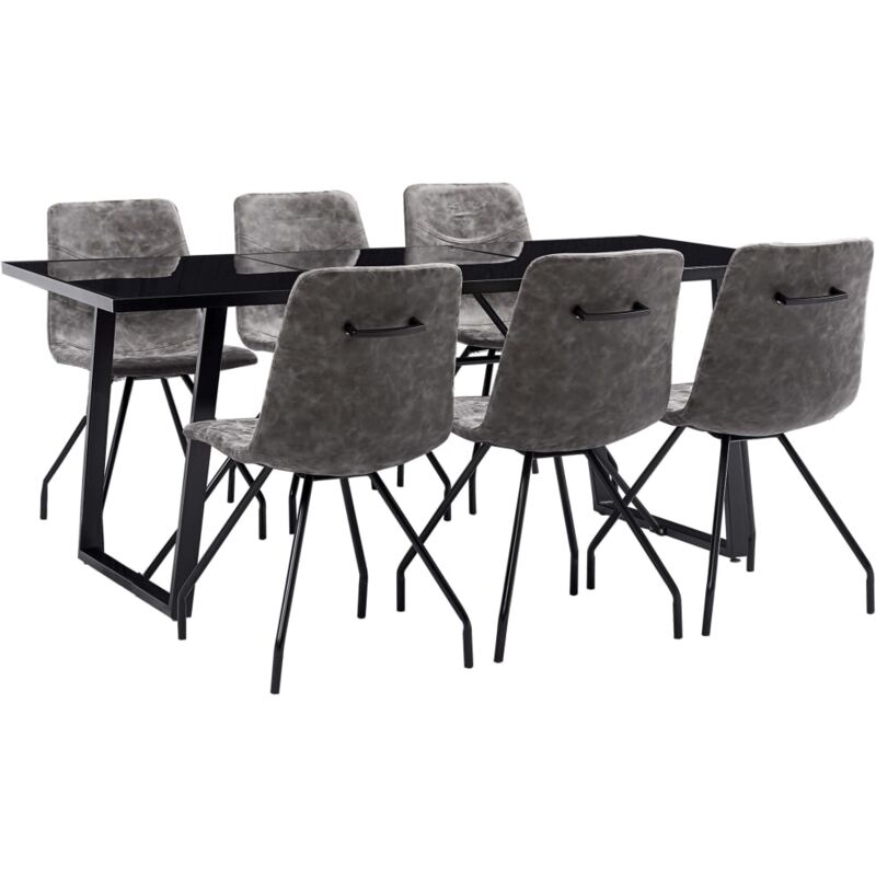 

Juego de Comedor Cuero Sintético 7 Piezas Marrón Oscuro - Marrón - Vidaxl