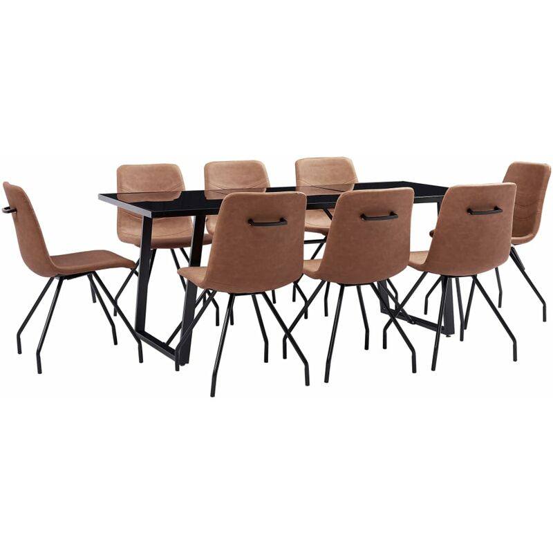 

Juego de Comedor Cuero Sintético 9 Piezas Marrón - Marrón - Vidaxl