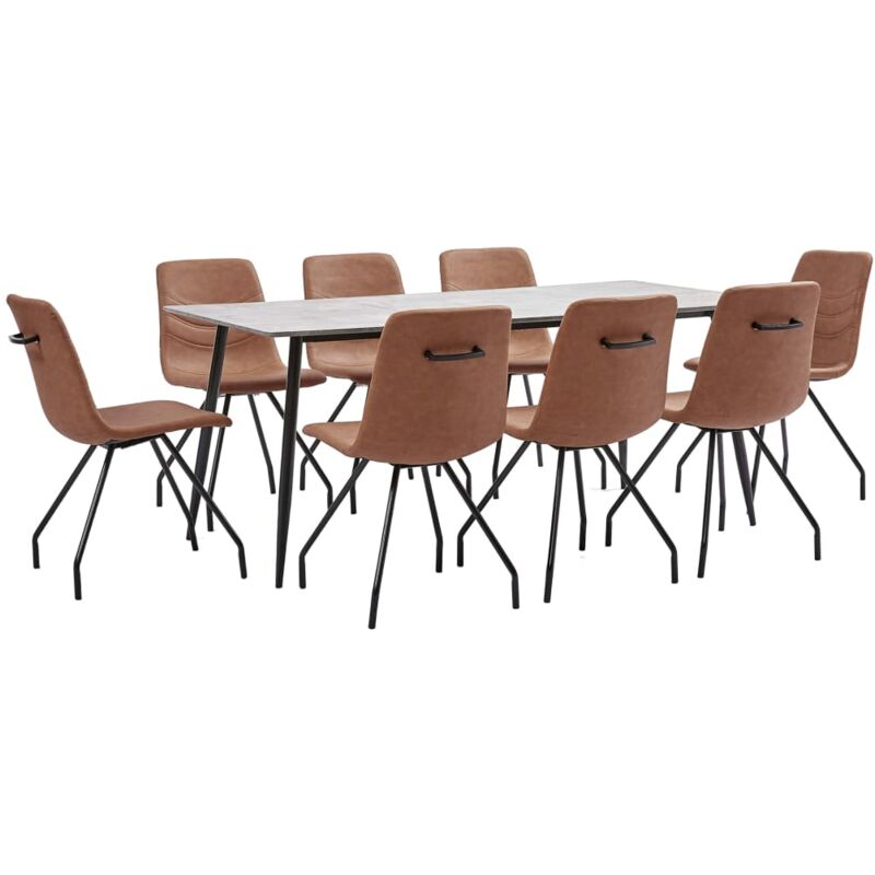 

Juego de Comedor Cuero Sintético 9 Piezas Marrón - Marrón - Vidaxl