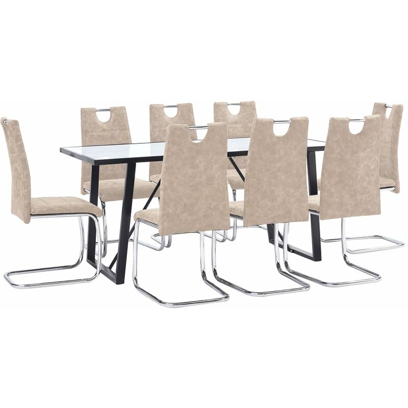 

Juego de comedor 9 piezas cuero sintético color crema