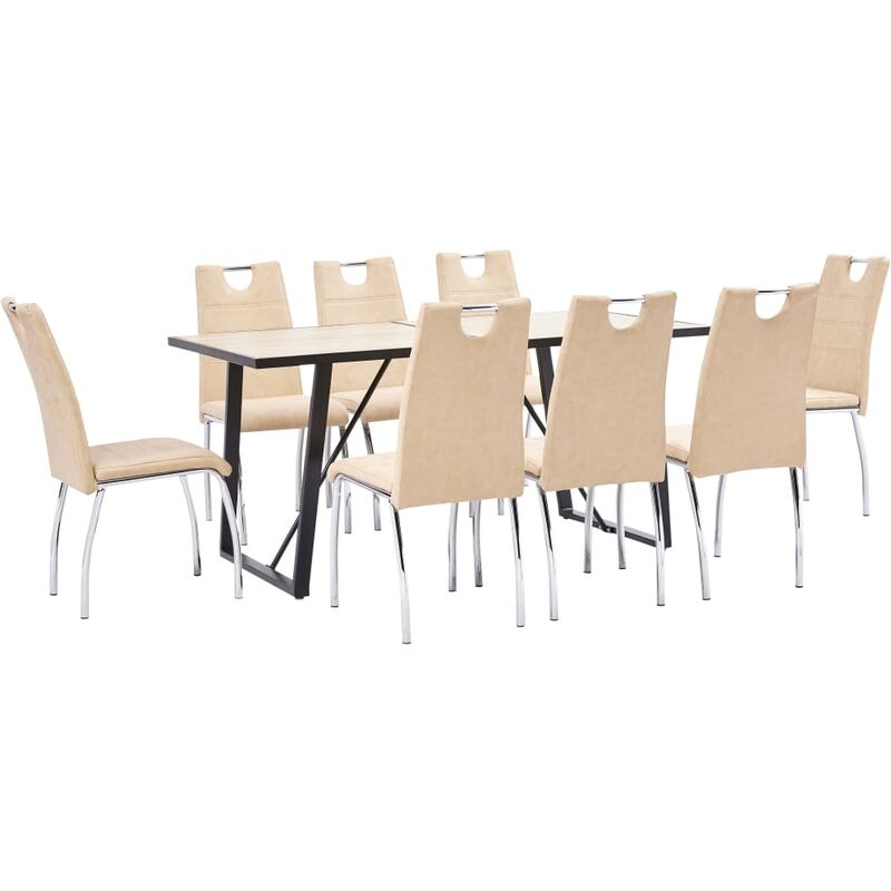 

BHD - Juego de comedor 9 piezas cuero sintético color crema