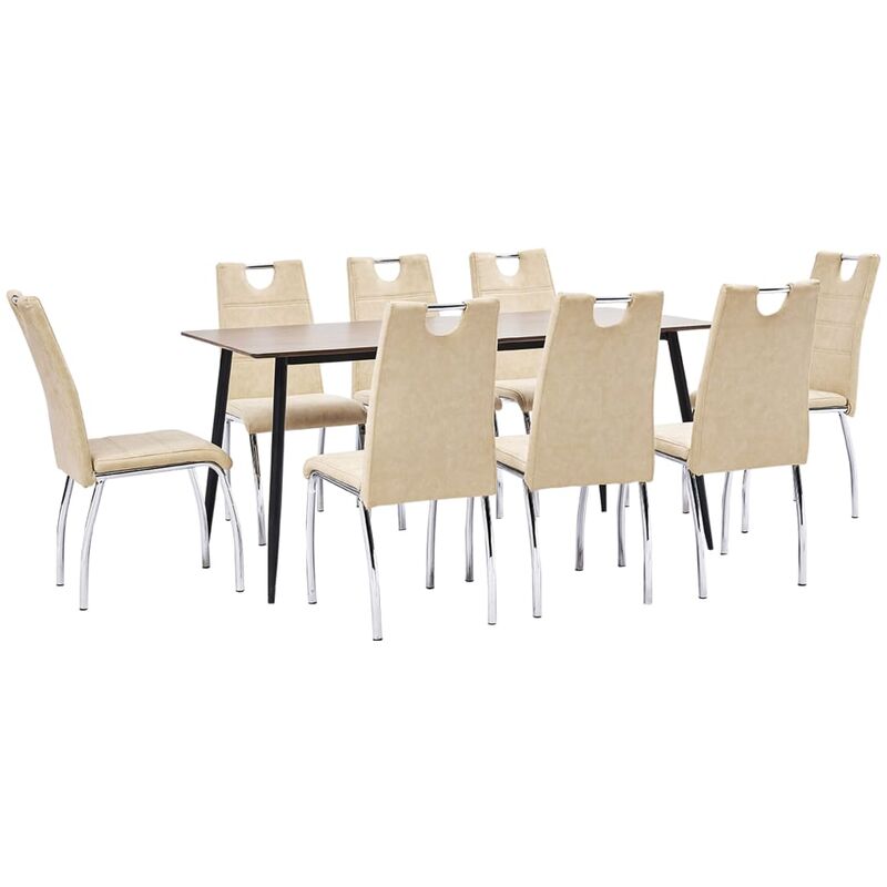 

BHD - Juego de comedor 9 piezas cuero sintético color crema