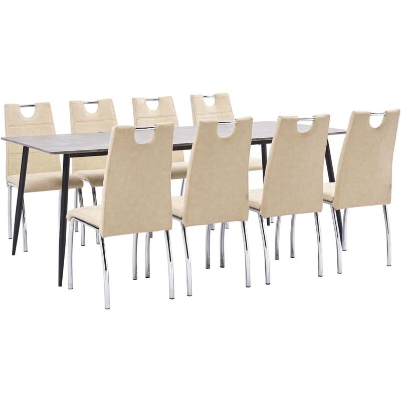 

BHD - Juego de comedor 9 piezas cuero sintético color crema