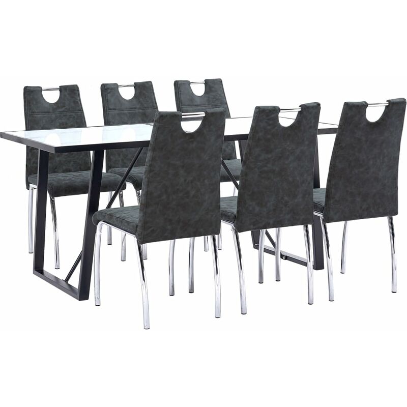 

vidaXL Juego de Comedor Cuero Sintético 7 Piezas Negro - Negro