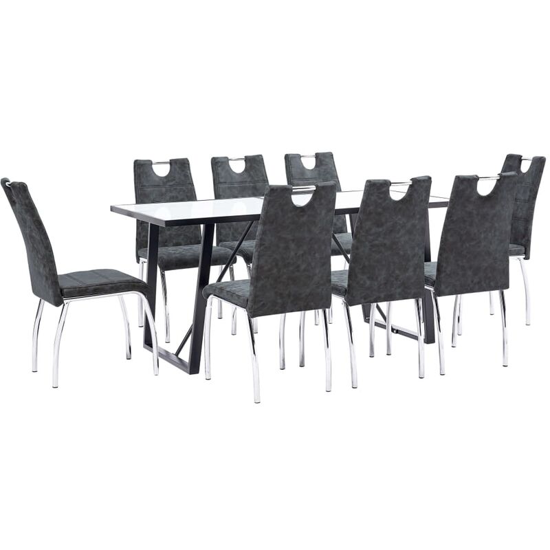 

vidaXL Juego de Comedor Cuero Sintético 9 Piezas Negro - Negro