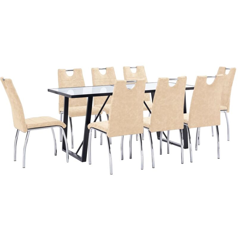 

Vidaxl - Juego de Comedor Cuero Sintético 9 Piezas Crema - Crema