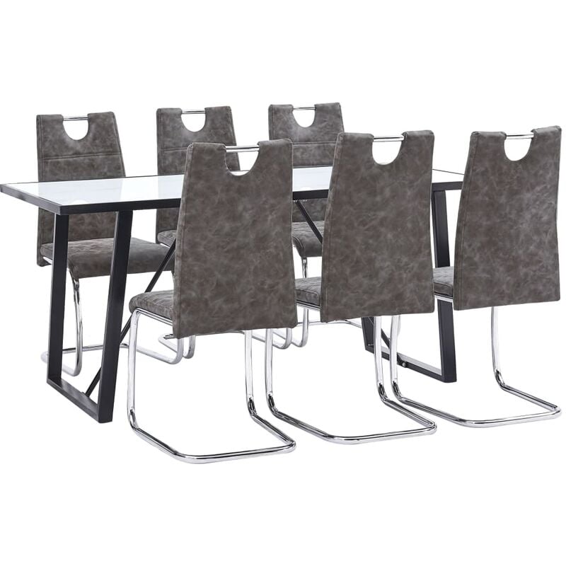 

vidaXL Juego de Comedor Cuero Sintético 7 Piezas Marrón - Marrón