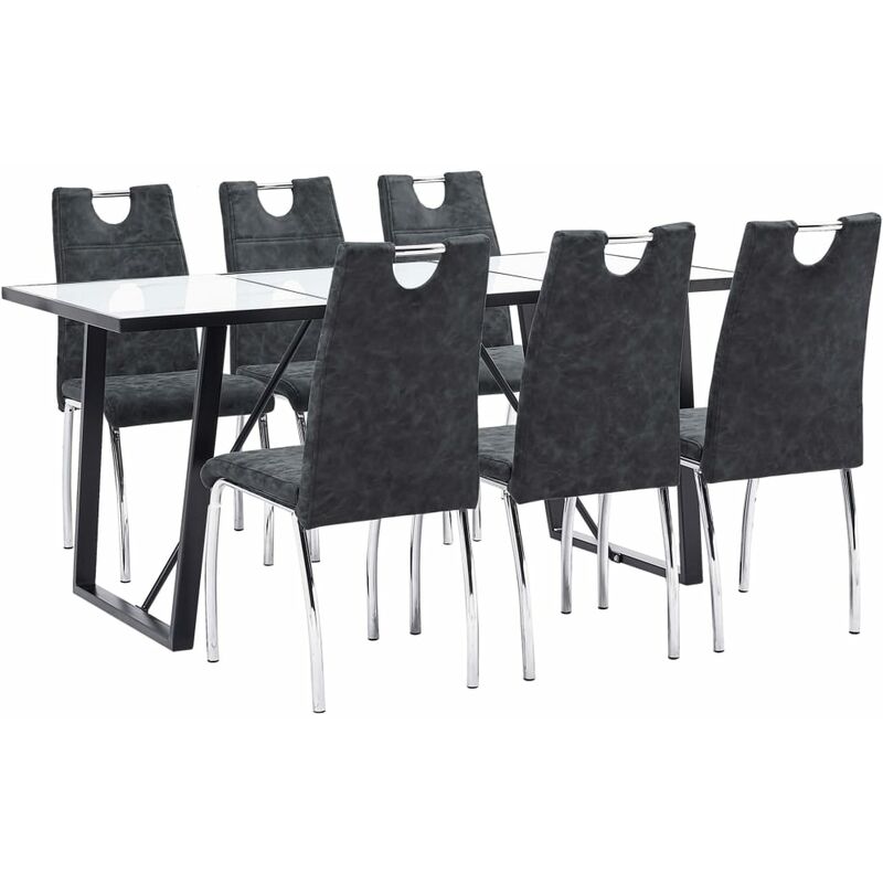 

vidaXL Juego de Comedor Cuero Sintético 7 Piezas Negro - Negro