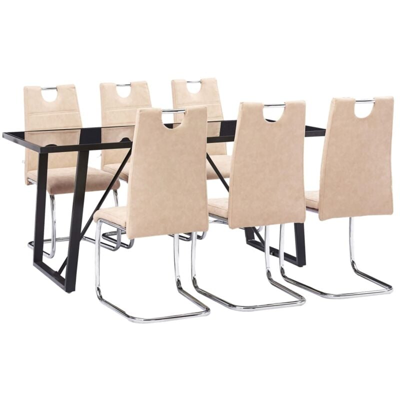 

vidaXL Juego de Comedor Cuero Sintético 7 Piezas Crema - Crema