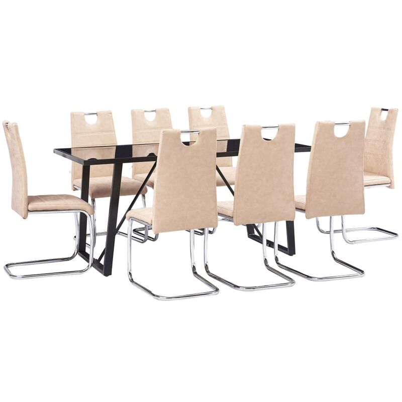 

vidaXL Juego de Comedor Cuero Sintético 9 Piezas Crema - Crema