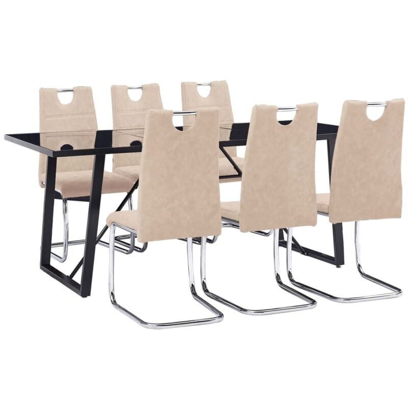 

vidaXL Juego de Comedor Cuero Sintético 7 Piezas Crema - Crema