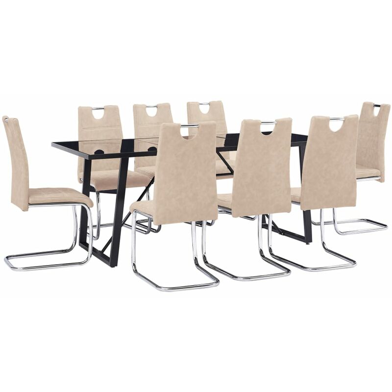 

vidaXL Juego de Comedor Cuero Sintético 9 Piezas Crema - Crema