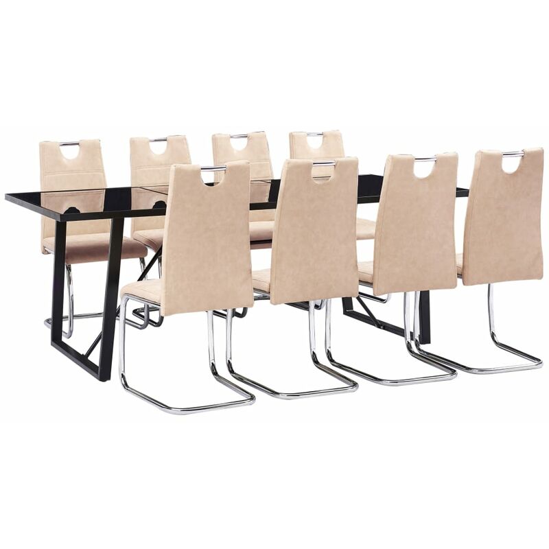 

vidaXL Juego de comedor 9 piezas cuero sintético color crema - Crema