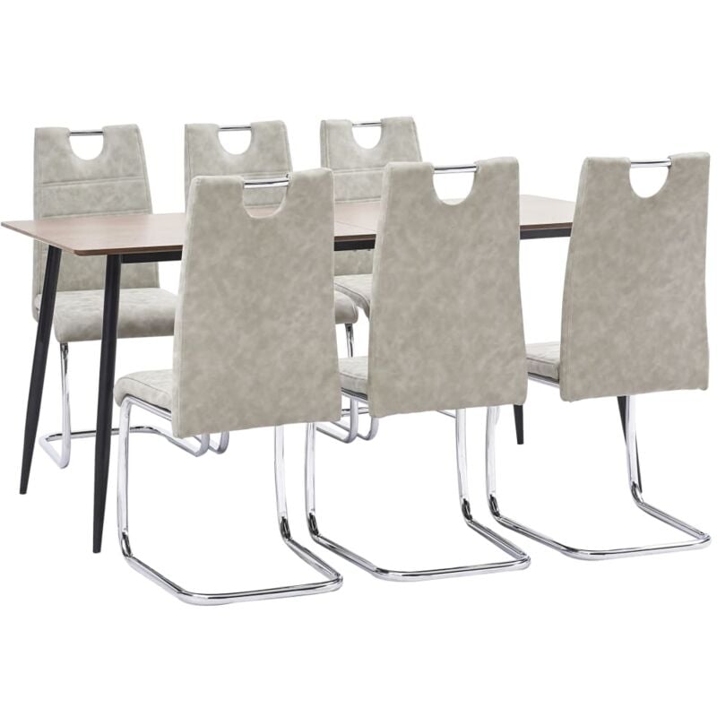 

vidaXL Juego de Comedor Cuero Sintético 7 Piezas Gris Claro - Gris