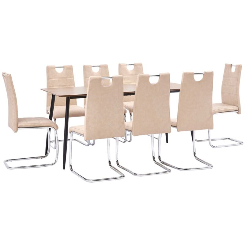 

vidaXL Juego de Comedor Cuero Sintético 9 Piezas Crema - Crema