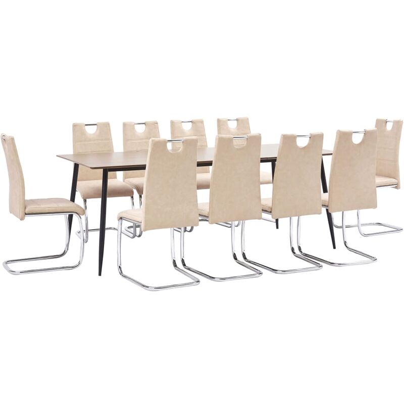 

vidaXL Juego de Comedor Cuero Sintético 11 Piezas Crema - Crema