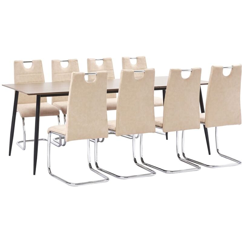 

vidaXL Juego de Comedor Cuero Sintético 9 Piezas Crema - Crema