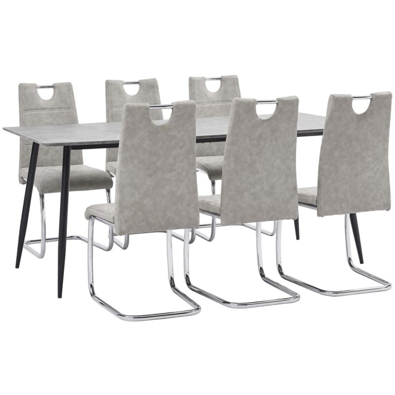 

vidaXL Juego de Comedor Cuero Sintético 7 Piezas Gris Claro - Gris
