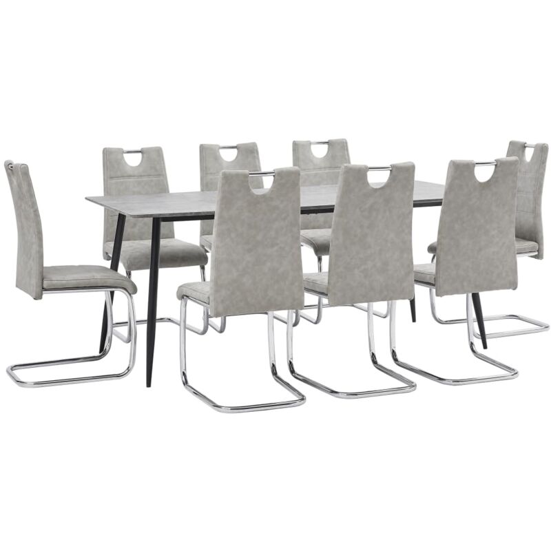 

vidaXL Juego de Comedor Cuero Sintético 9 Piezas Gris Claro - Gris