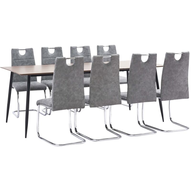 

vidaXL Juego de Comedor Cuero Sintético 9 Piezas Gris - Gris