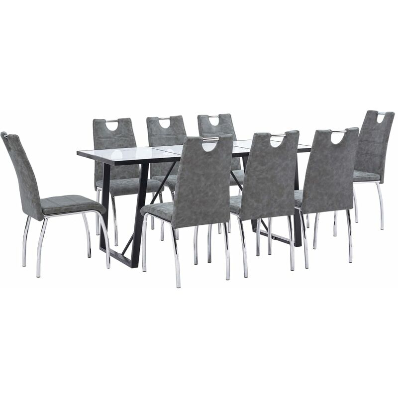 

Juego de comedor 9 piezas cuero sintético gris