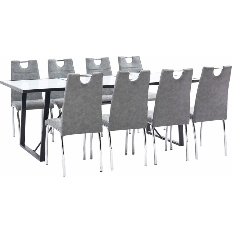 

Juego de comedor 9 piezas cuero sintético gris