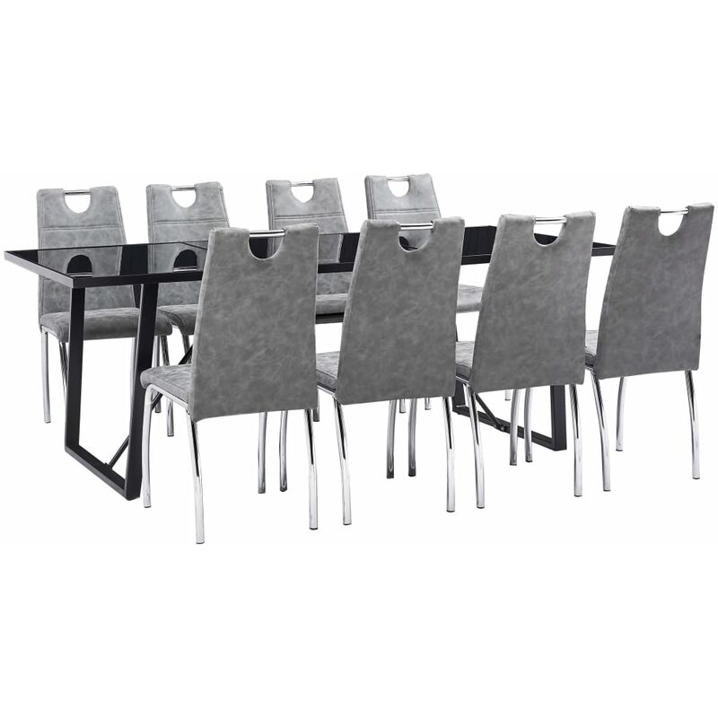 

Juego de comedor 9 piezas cuero sintético gris