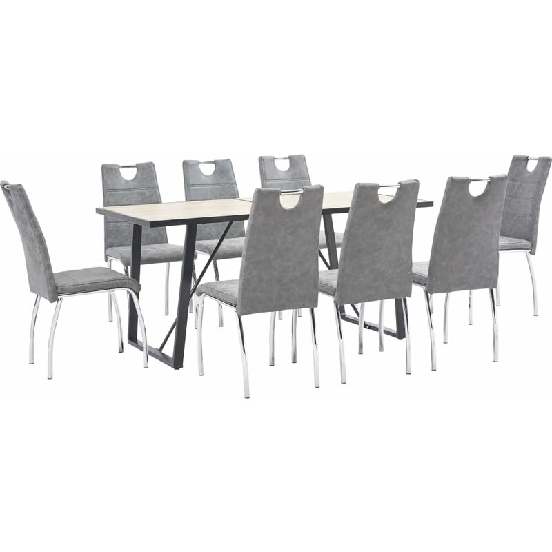 

Juego de comedor 9 piezas cuero sintético gris