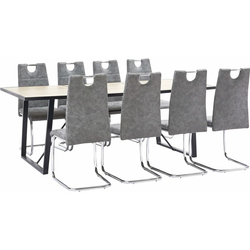 

Juego de comedor 9 piezas cuero sintético gris