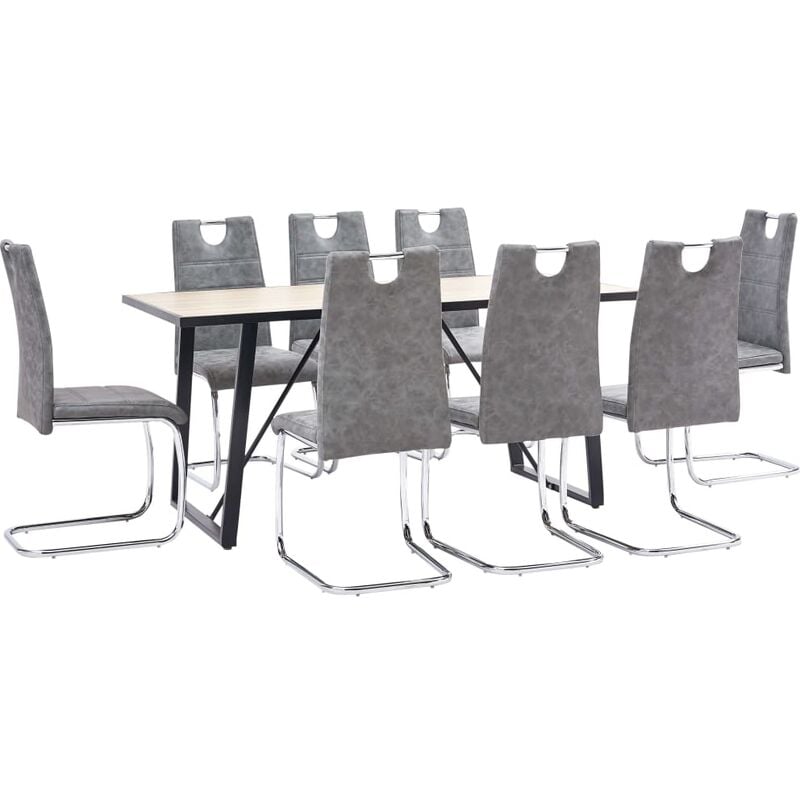 

Juego de comedor 9 piezas cuero sintético gris