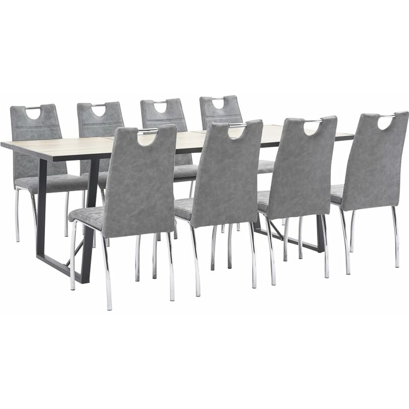 

Juego de comedor 9 piezas cuero sintético gris