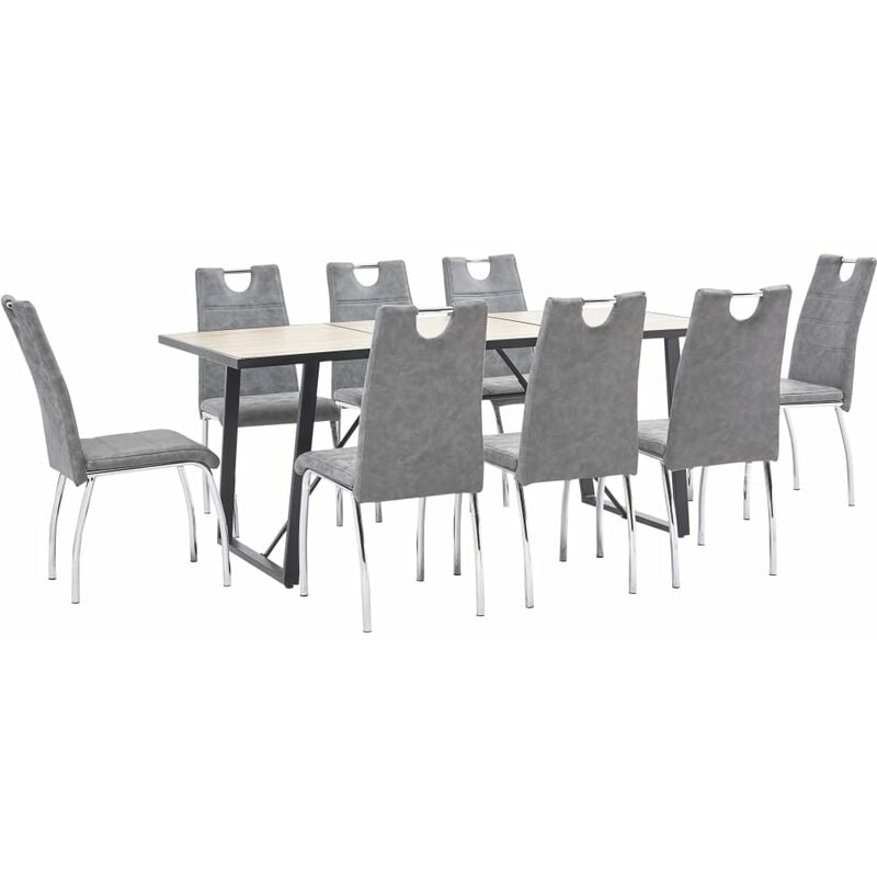 

Juego de comedor 9 piezas cuero sintético gris