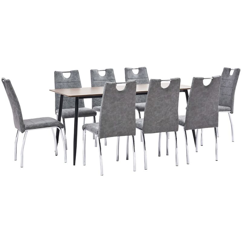 

Juego de comedor 9 piezas cuero sintético gris