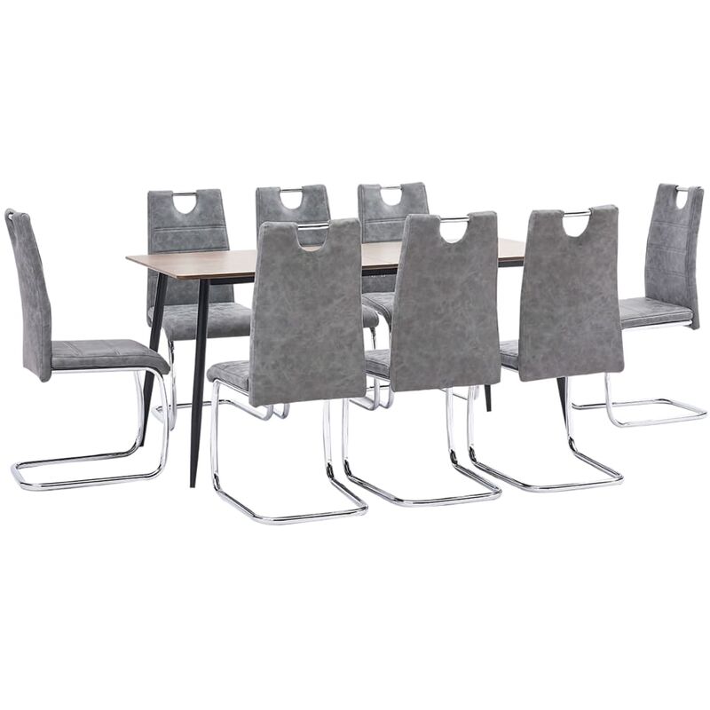 

Juego de comedor 9 piezas cuero sintético gris