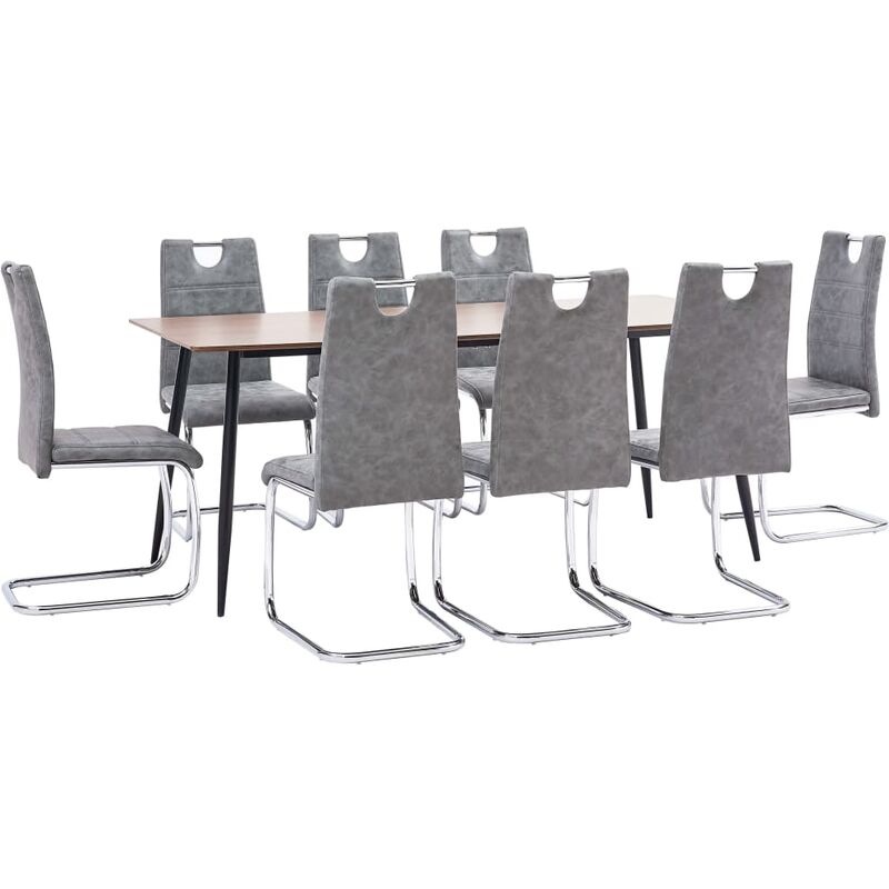 

Juego de comedor 9 piezas cuero sintético gris