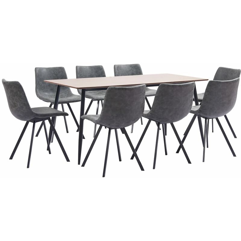 

Juego de comedor 9 piezas cuero sintético gris