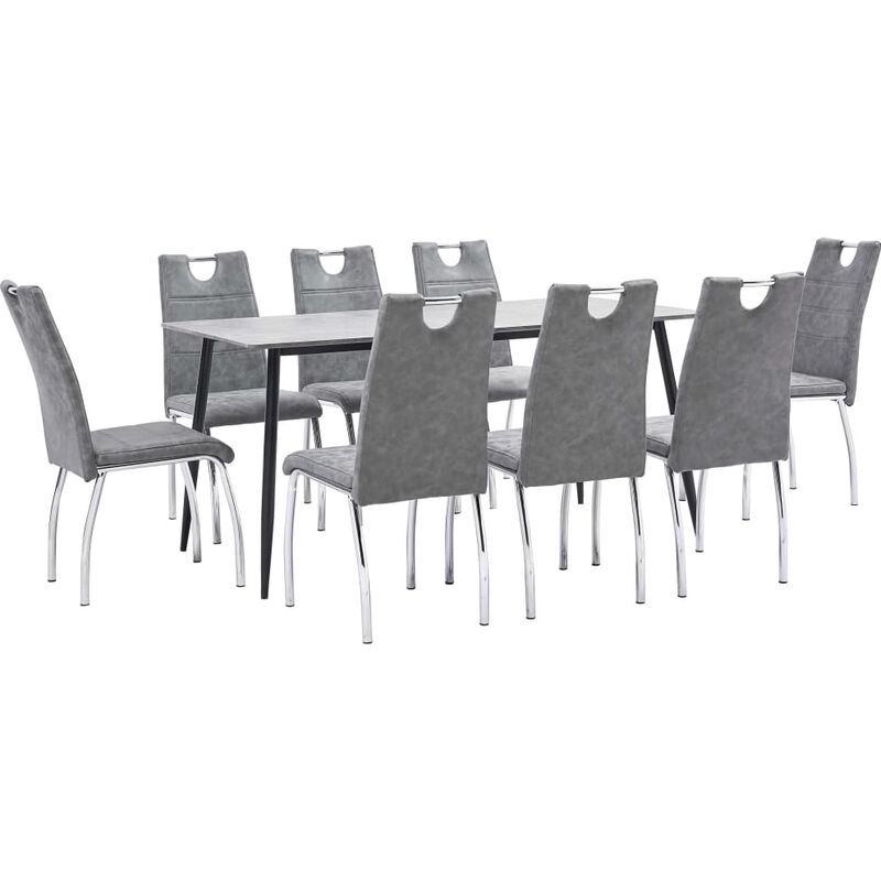 

Juego de comedor 9 piezas cuero sintético gris