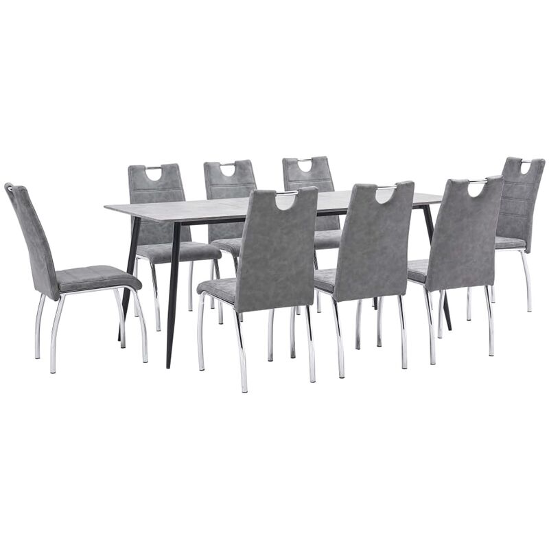 

Juego de comedor 9 piezas cuero sintético gris