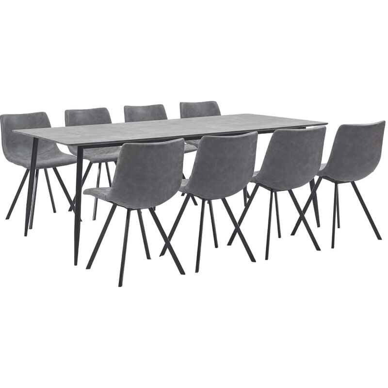 

Juego de comedor 9 piezas cuero sintético gris