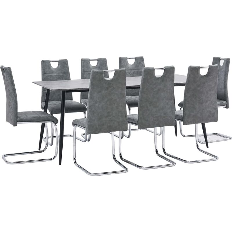 

Juego de comedor 9 piezas cuero sintético gris