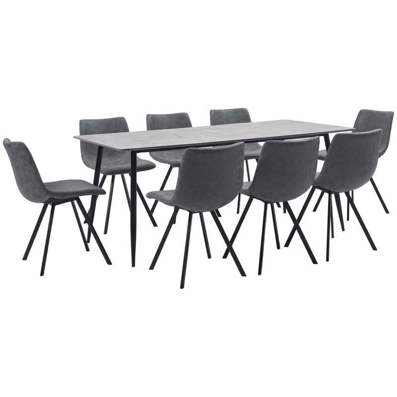 

Juego de comedor 9 piezas cuero sintético gris