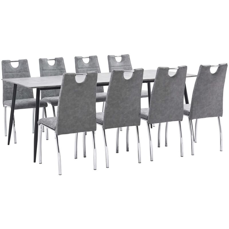 

Juego de comedor 9 piezas cuero sintético gris