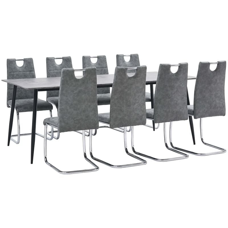 

Juego de comedor 9 piezas cuero sintético gris