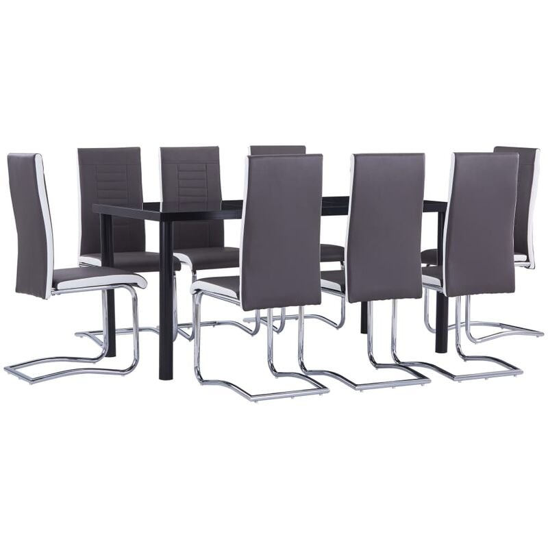 

Juego de comedor 9 piezas cuero sintético gris