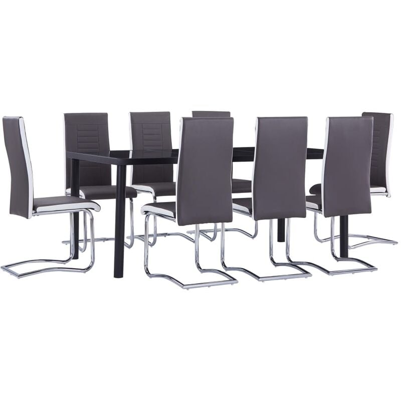

Juego de comedor 9 piezas cuero sintético gris