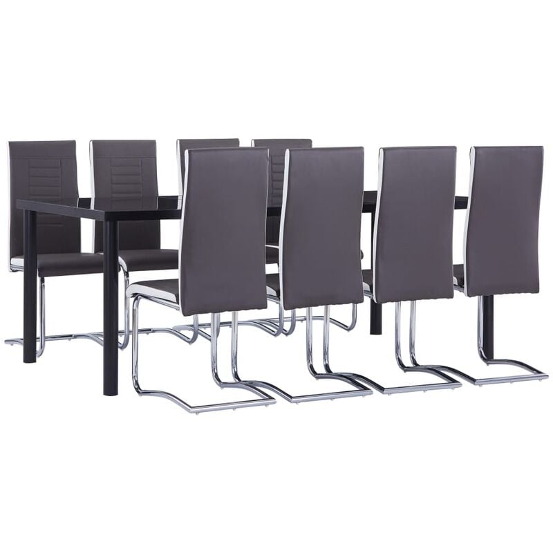 

Juego de comedor 9 piezas cuero sintético gris